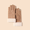 Gants élégants avec bordure en fausse fourrure - gants en suède luxueux