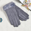 Gants élégants avec bordure en fausse fourrure - gants en suède luxueux