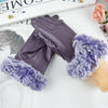 Gants en cuir - élégants gants d'hiver pour femmes avec bordure en fausse fourrure