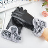 Gants en cuir - élégants gants d'hiver pour femmes avec bordure en fausse fourrure