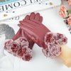 Gants en cuir - élégants gants d'hiver pour femmes avec bordure en fausse fourrure
