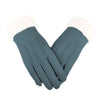 Gants en cuir - gants en velours élégants pour femmes avec bord en fourrure