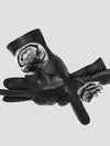 Gants en cuir tactile - gants noirs pour femmes avec détail en fourrure