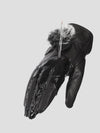 Gants en cuir tactile - gants noirs pour femmes avec détail en fourrure