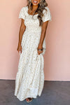 Robe maxi - robe d'été blanche à fleurs pour femmes