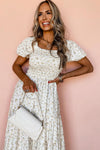 Robe maxi - robe d'été blanche à fleurs pour femmes