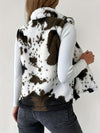 Gilet en polaire doux pour femmes - pièce tendance imprimée vache