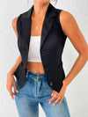 Gilet en satin noir sophistiqué - top sans manches pour femmes sur mesure