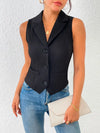 Gilet en satin noir sophistiqué - top sans manches pour femmes sur mesure