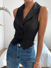 Gilet en satin noir sophistiqué - top sans manches pour femmes sur mesure