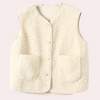 Gilet en sherpa - veste chic à boutons pour femmes