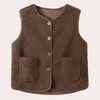 Gilet en sherpa - veste chic à boutons pour femmes