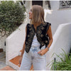 Gilet noir brodé - veste sans manches élégante pour femmes