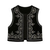 Gilet noir brodé - veste sans manches élégante pour femmes