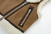 Gilet pour femmes en simili cuir marron avec doublure en shearling - pièce de superposition élégante