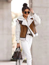 Gilet pour femmes en simili cuir marron avec doublure en shearling - pièce de superposition élégante