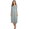 Robe midi femme - ourlet évasé pour un style décontracté - robe casual à manches trois-quarts