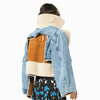 Veste en denim pour femme avec doublure en fourrure - bleu clair, style décontracté pour le quotidien