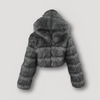 Hoodie cropped en fausse fourrure - veste à zip luxueuse pour femmes