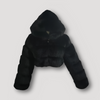 Hoodie cropped en fausse fourrure - veste à zip luxueuse pour femmes