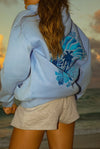 Hoodie - pull à capuche oversize pour femmes avec design d'onde tropicale