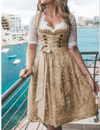 Robe dirndl classique - élégante tenue beige pour femmes avec tablier et blouse