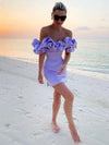 Robe de soirée off-shoulder femme avec détails volantés - mode estivale pour vos événements à la plage