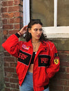 Veste de pluie femme style vintage racer avec écussons ferrari - outerwear tendance pour le quotidien