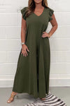 Robe maxi femme à manches volantes - élégance estivale pour les jardins