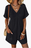 Combinaison décontractée pour femmes avec poches - playsuit à manches courtes polyvalent pour un look casual au quotidien