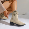 Bottes mi-hautes pour femmes – daim premium – chic décontracté – avec un talon épais et robuste - chaussure élégante pour toutes les occasions