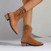 Bottes mi-hautes pour femmes – daim premium – chic décontracté – avec un talon épais et robuste - chaussure élégante pour toutes les occasions