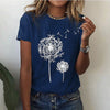 T-shirt femme avec imprimé pissenlit - tee shirt chic à manches courtes pour un style décontracté