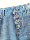 Jean en denim bleu clair - pantalon décontracté à boutons pour femmes
