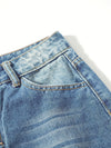 Jean en denim bleu clair - pantalon décontracté à boutons pour femmes