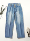 Jean en denim bleu clair - pantalon décontracté à boutons pour femmes