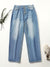 Jean en denim bleu clair - pantalon décontracté à boutons pour femmes