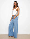 Jean large en denim - pantalon bleu taille haute pour femmes