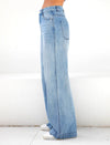 Jean large en denim - pantalon bleu taille haute pour femmes