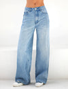 Jean large en denim - pantalon bleu taille haute pour femmes