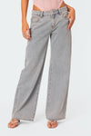 Jean large - jeans gris clair pour femmes avec détails en nœud