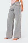 Jean large - jeans gris clair pour femmes avec détails en nœud