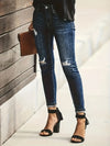 Jean skinny déchiré bleu profond - pantalon denim tendance pour femmes