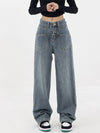 Jeans boyfriend larges - pantalons en denim bleu au style décontracté