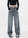 Jeans boyfriend larges - pantalons en denim bleu au style décontracté