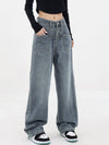 Jeans boyfriend larges - pantalons en denim bleu au style décontracté