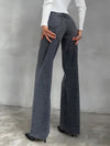 Jeans en denim gris à imprimé léopard - élégants pantalons flare pour femmes