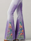 Jeans évasés avec imprimé floral vintage - pantalons en denim tendance pour femmes