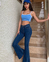 Jeans évasés - chic pantalons en denim taille haute pour femmes