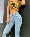 Jeans évasés - chic pantalons en denim taille haute pour femmes